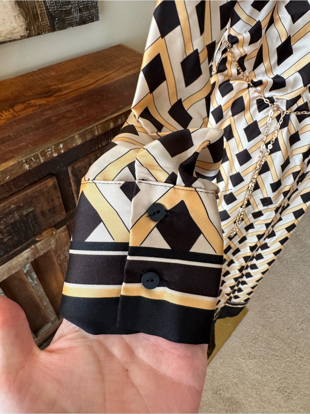 Mango Geometric Midi Shirt Dress - size 10 - Picture 6 of 11